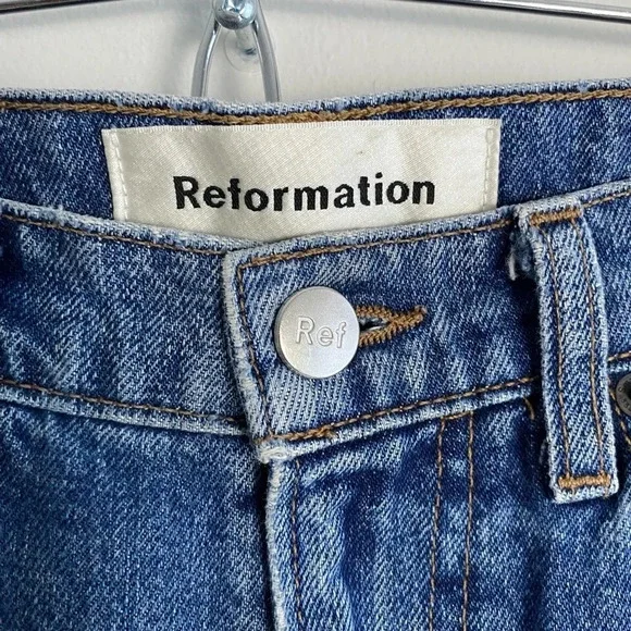 REFORMATION Julia High Cigarette Jean Baltic Wash Size 25 - Picture 2 of 12